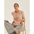 Ladies Casual Loose Pink Knit Cardigan